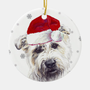 Glen of Imaal Terrier - Santa Hat jul Bauble Julgransprydnad Keramik