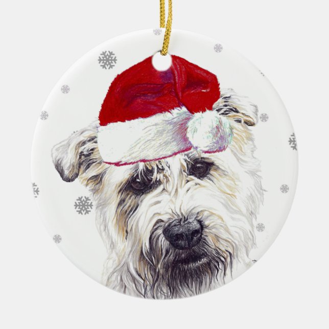 Glen of Imaal Terrier - Santa Hat jul Bauble Julgransprydnad Keramik (Framsidan)