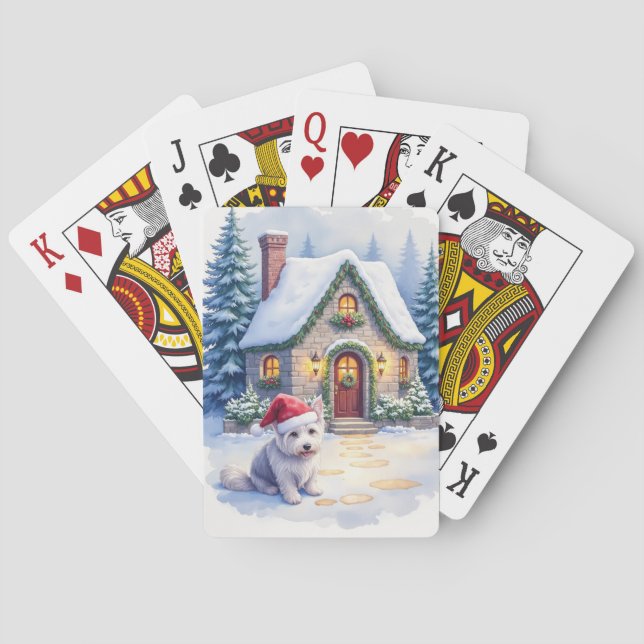 Glen of Imaal Terrier Snöig stuga Santa hatt Casinokort (Baksidan)