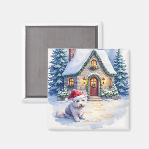Glen of Imaal Terrier Snöig stuga tomteluva Magnet