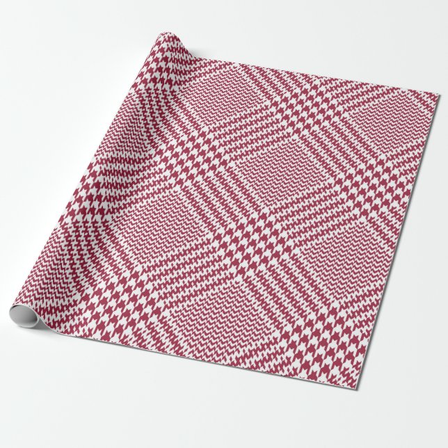 Glen plaid mönster, med rött och vitt ljus. Seamle Presentpapper (Utrullad)
