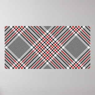 Glen plaid mönster. Svart, röd, vit sömlös tar Poster