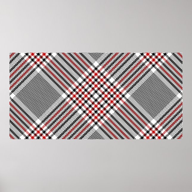 Glen plaid mönster. Svart, röd, vit sömlös tar Poster (Framsidan)