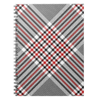 Glen plaid mönster. Svart, röd, vit, sömlös tjära Anteckningsbok