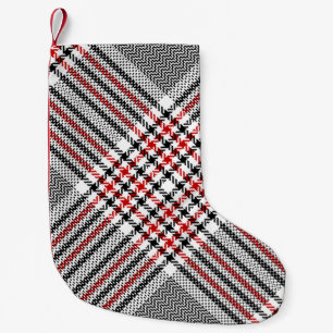 Glen plaid mönster. Svart, röd, vit, sömlös tjära Liten Julstrumpa