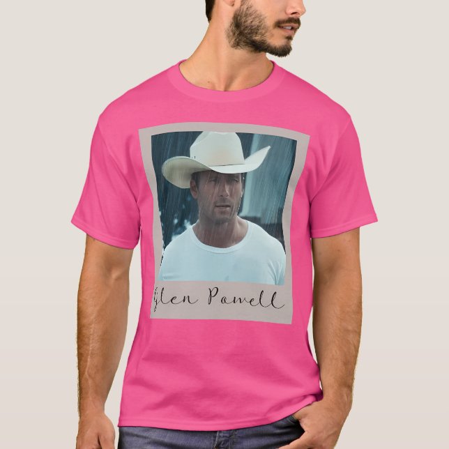 Glen Powell Cowboy Retro Photo Stil Kids T Shirt (Framsida)