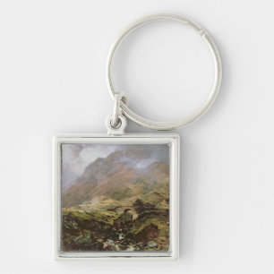 Glencoe 1847 fyrkantig silverfärgad nyckelring
