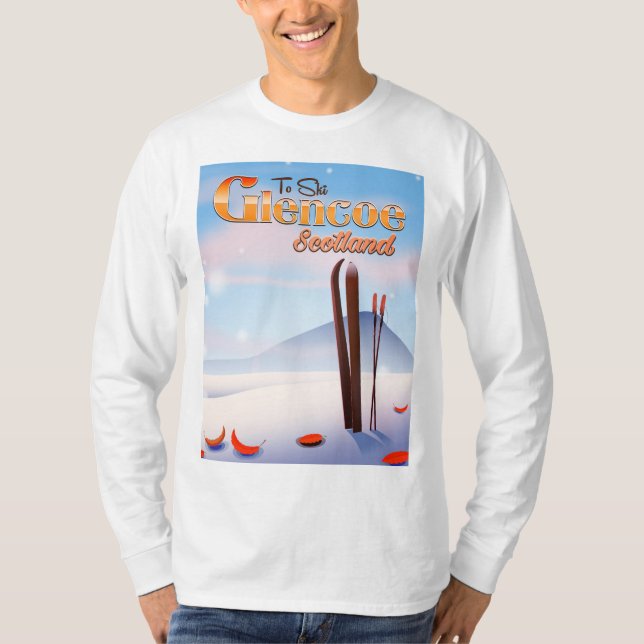 Glencoe Scotland ski poster T Shirt (Framsida)