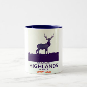Glencoe, Scottish Highlands semester skriver ut. Två-Tonad Mugg