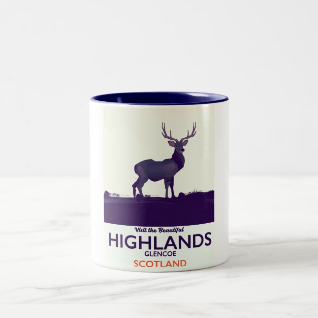Glencoe, skotska högländerna semestertryck. Två-Tonad mugg (Center)