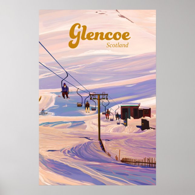 Glencoe Skottland Skidort Reseskylt Poster (Framsidan)