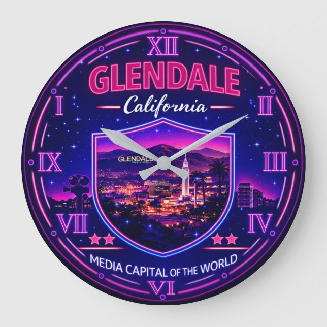 Glendale California Urban Lights Stor Klocka (Framsida)