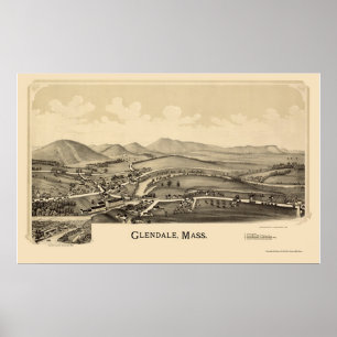 Glendale panorama- karta för MORSOR - 1890 Poster