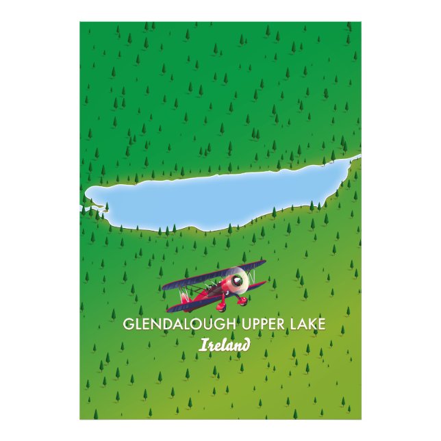 Glendalough övre sjö Irland karta Fototryck (Framsidan)