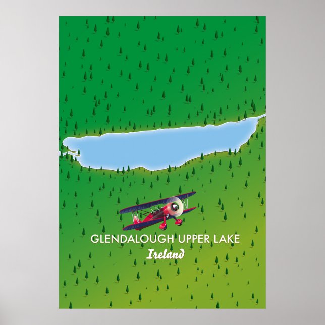 Glendalough övre sjö Irland karta Poster (Framsidan)