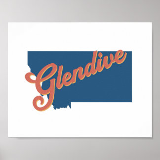 Glendive, Montana-tillståndsutskrift Poster