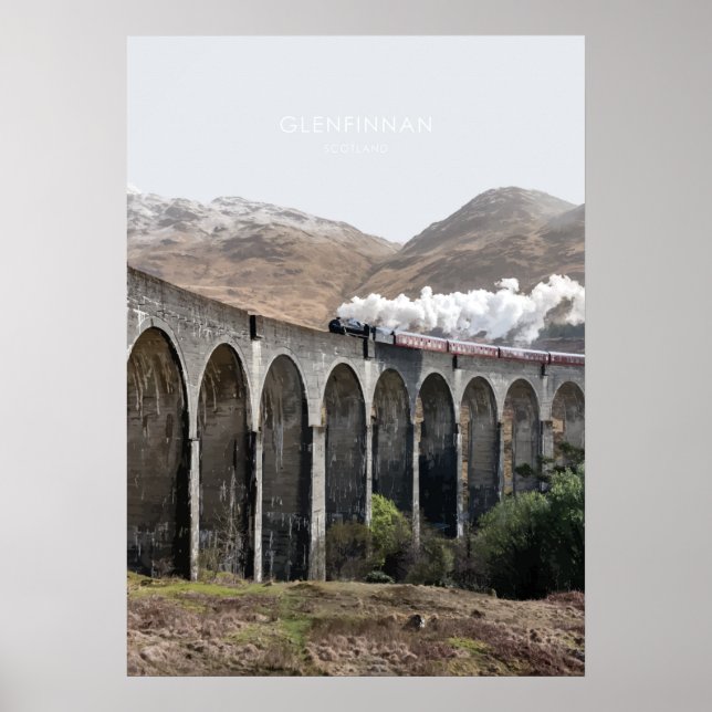 Glenfinnan Viaduct, Scotland Travel Illustration Poster (Framsidan)