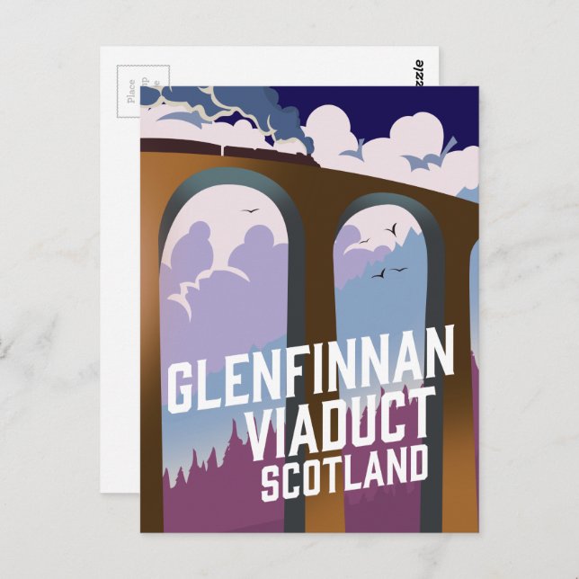 Glenfinnan Viaduct Skottland Vykort (Fram/baksida)