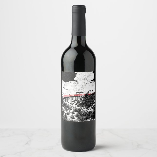 Glenfinnan Viaduct Steam Tåg Vinflaska Etikett (Framsida)