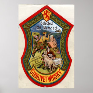 Glenlivet Whisky-etikett 1897 Poster