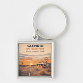Glenrio Route 66 Spökstad Resminnen Fyrkantig Silverfärgad Nyckelring