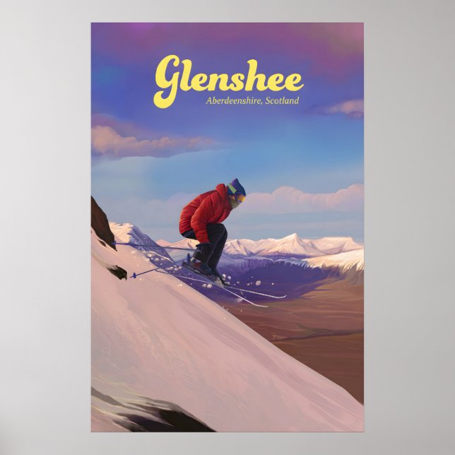 Glenshee Skottland Skidort Reseskylt Poster (Framsidan)