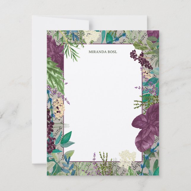 Glenside Botanica - Orchid & Löv Notecard Anteckningskort (Framsida)