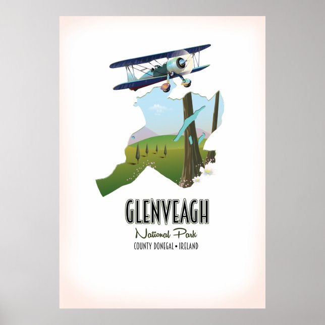 Glenveagh nationalpark Irland County Donegal karta Poster (Framsidan)