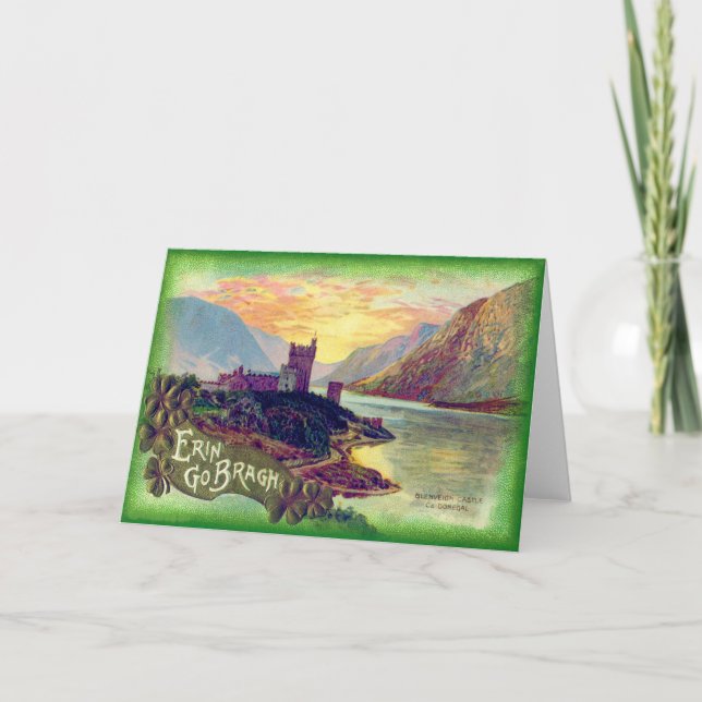 Glenveigh slott Donegal Guld Shamrock Kort (Framsida)