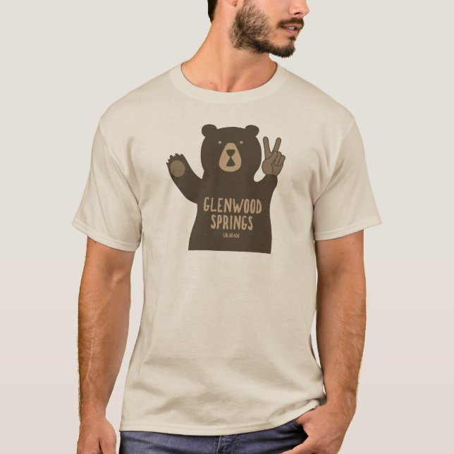 Glenwood Springs Colorado Peace Bear T Shirt (Framsida)
