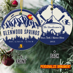 Glenwood Vår Colorado Flagga Mountain Skiing Julgransprydnad Keramik