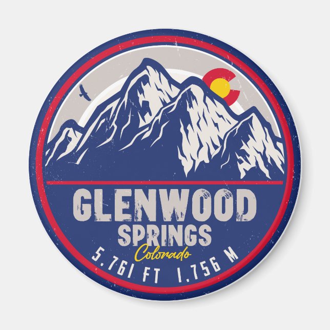 Glenwood Vår Colorado Ski Hiking Mountain Magnet (Framsidan)