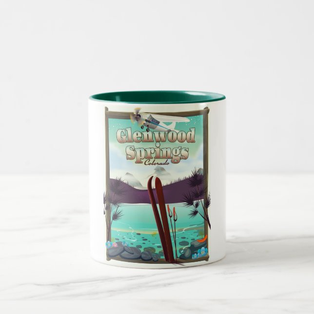 Glenwood Vår Colorado Ski poster. Två-Tonad Mugg (Center)