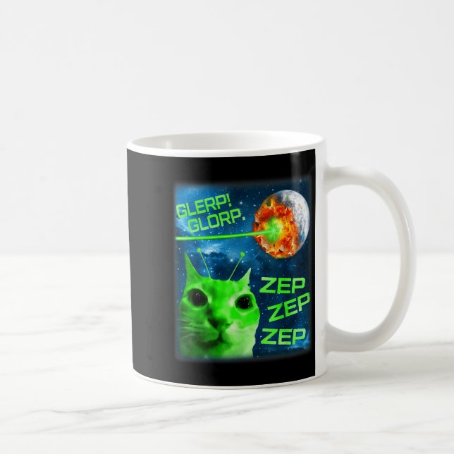 Glerp Glorp Funny Alien Cat Brainrot Meme  Kaffemugg (Höger)