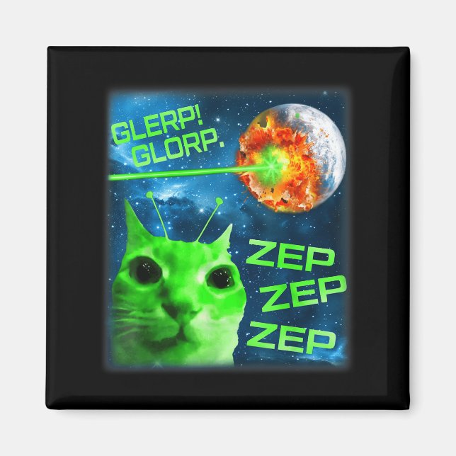 Glerp Glorp Funny Alien Cat Brainrot Meme  Magnet (Framsidan)