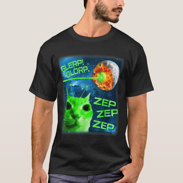 Glerp Glorp Funny Alien Cat Brainrot Meme  T Shirt (Framsida)