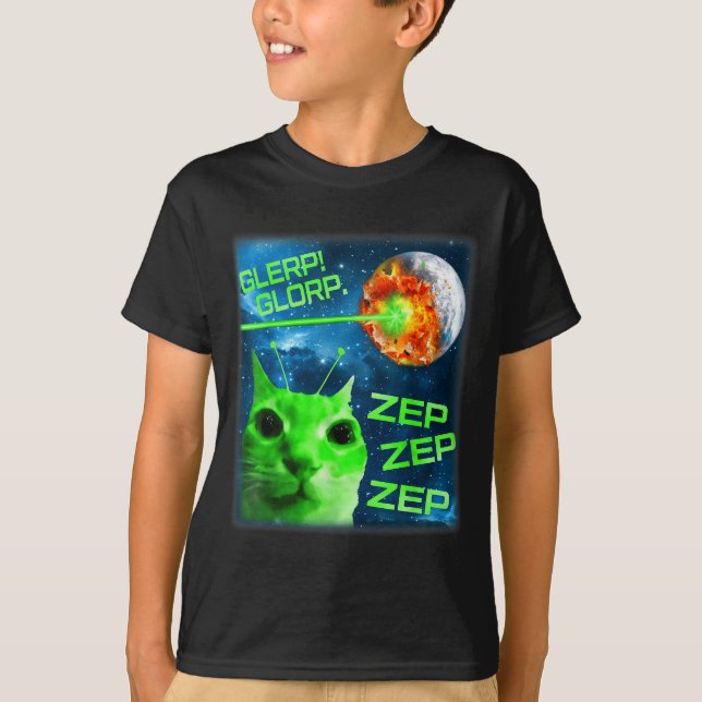 Glerp Glorp Funny Alien Cat Brainrot Meme  T Shirt (Framsida)