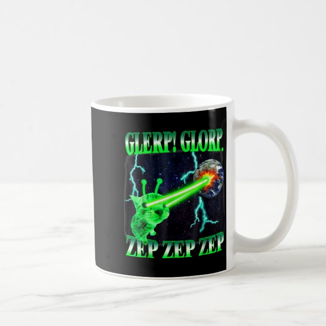 Glerp Glorp Funny Alien Cat Meme Gnarp Cat Silly A Kaffemugg (Höger)