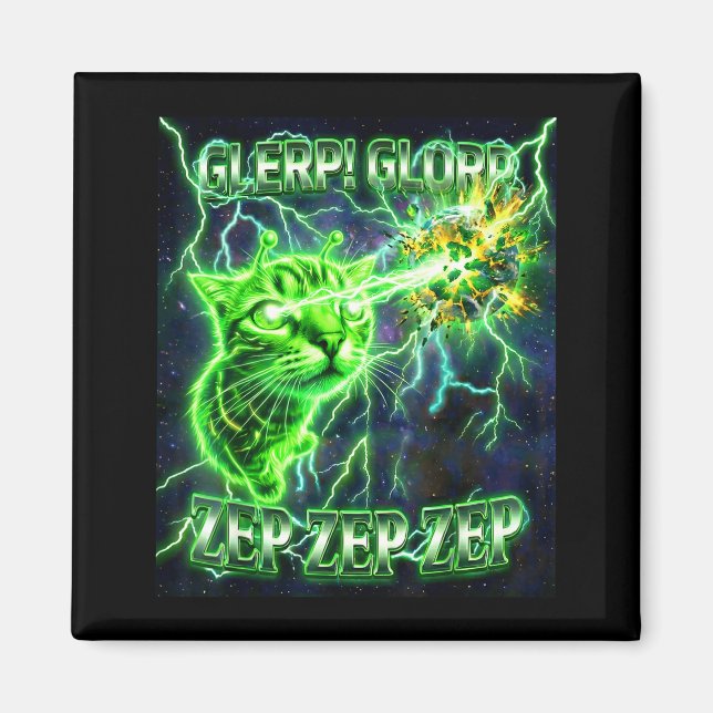 Glerp Glorp Rolig Alien Gnarp Alien Katt Roligt Pr Magnet (Framsidan)