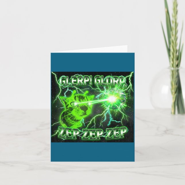 Glerp Glorp Rolig Alien Gnarp Katt Tokig Alien Pre Kort (Framsida)