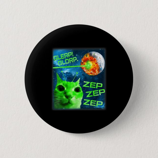 Glerp Glorp Rolig Alien Katt Hjärnrot Meme  Knapp (Framsida)