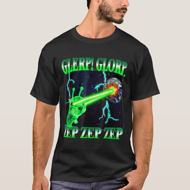Glerp Glorp Roligt Alien Katt Meme Gnarp Katt Dum  T Shirt (Framsida)