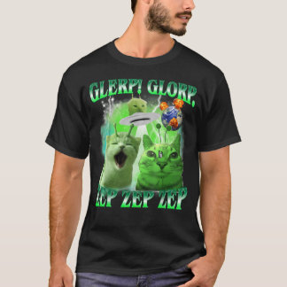 Glerp Glorp Roligt Alien Katt Meme T Shirt