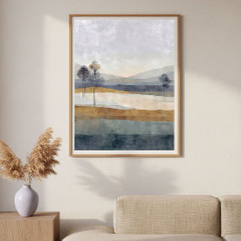 Glesa Träd Horisont Minimal Abstrakt Landskap Poster