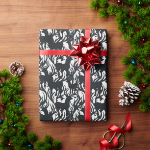 Glestic Black & White Reindeer Illustration Presentpapper