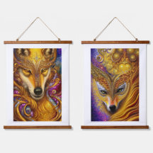 Glestic Golden Varg Pair Fantasy AI Art Skriv ut
