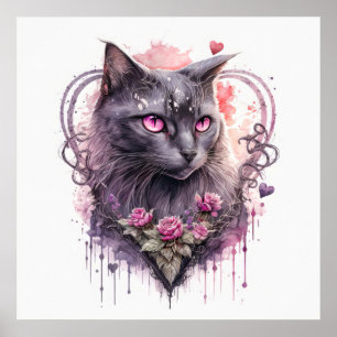 Glestic Kattunge Illustration Poster