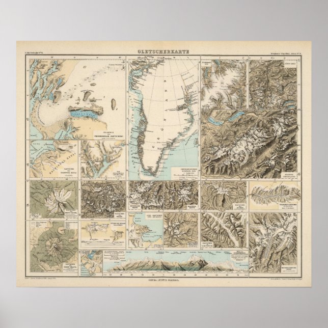 Gletscherkarte - Glacier Atlas Karta Poster (Framsidan)