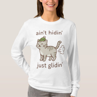 Glidande katt i mysig mössa t shirt