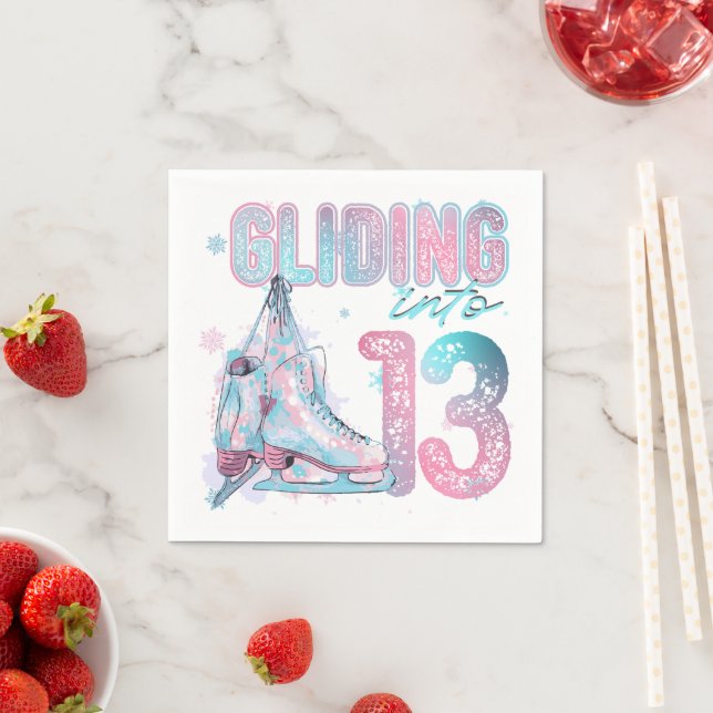 "Gliding into" 13:e födelsedagskalkeringen i party Pappersservett (Insitu)